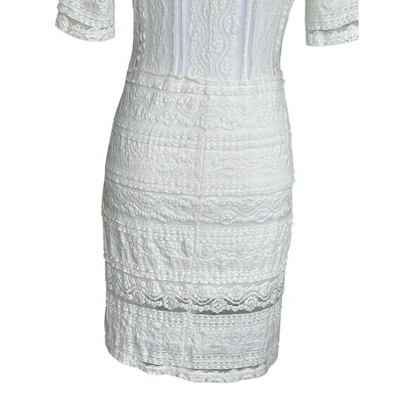 Bella Ella White V Neck Lace Dress Small Bridal Shower Cottagecore Twee Coquette - Picture 9 of 11